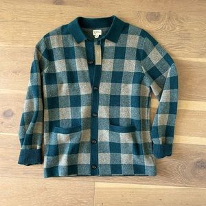 NEW J. Crew Merino Wool-Blend Polo Cardigan Sweater